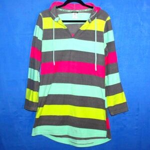 Joe Boxer Striped Beach Cover-Up Hoodie Multicolor Medium